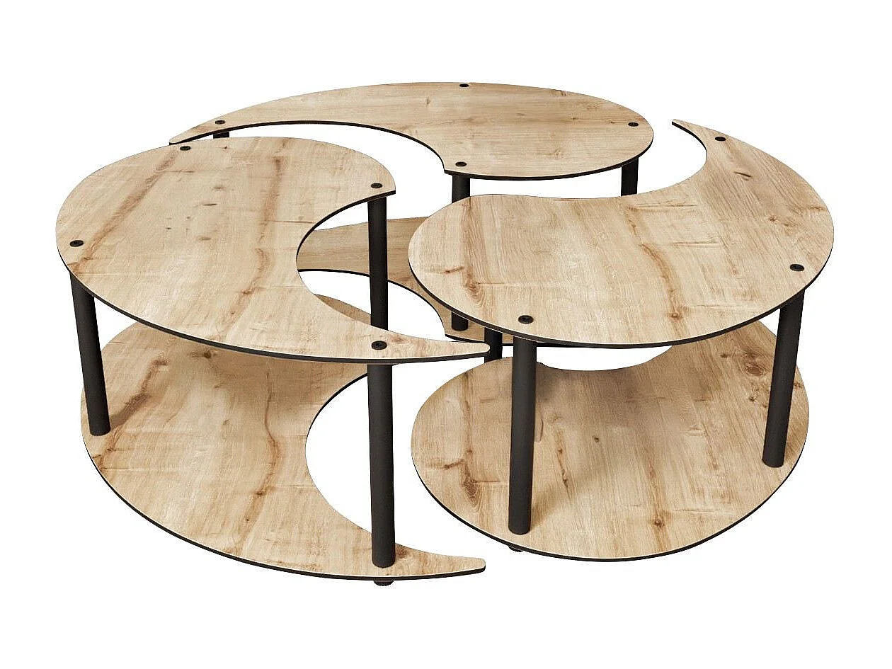 Couchtisch-Set aus Holz "Yin" 70 x 70 x 38 cm - Eiche