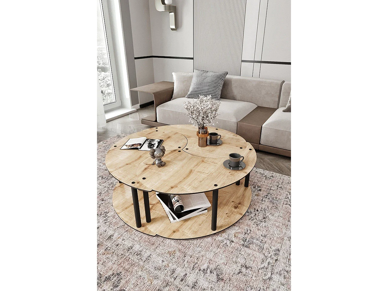 Couchtisch-Set aus Holz "Yin" 70 x 70 x 38 cm - Eiche
