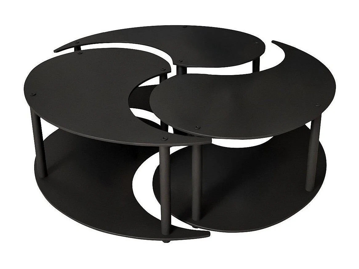 Couchtisch-Set aus Holz "Yin" 70 x 70 x 38 cm - Schwarz