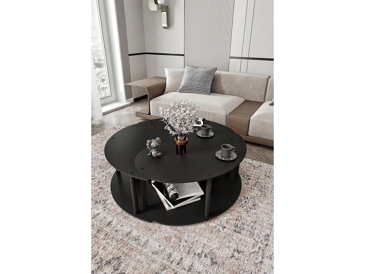 Couchtisch-Set aus Holz "Yin" 70 x 70 x 38 cm - Schwarz