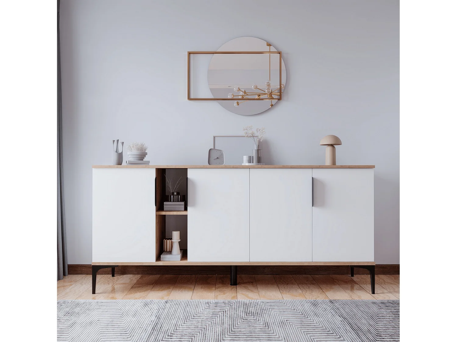 Buffet en bois "Tarz" - 180 x 40 x 79 cm - Blanc