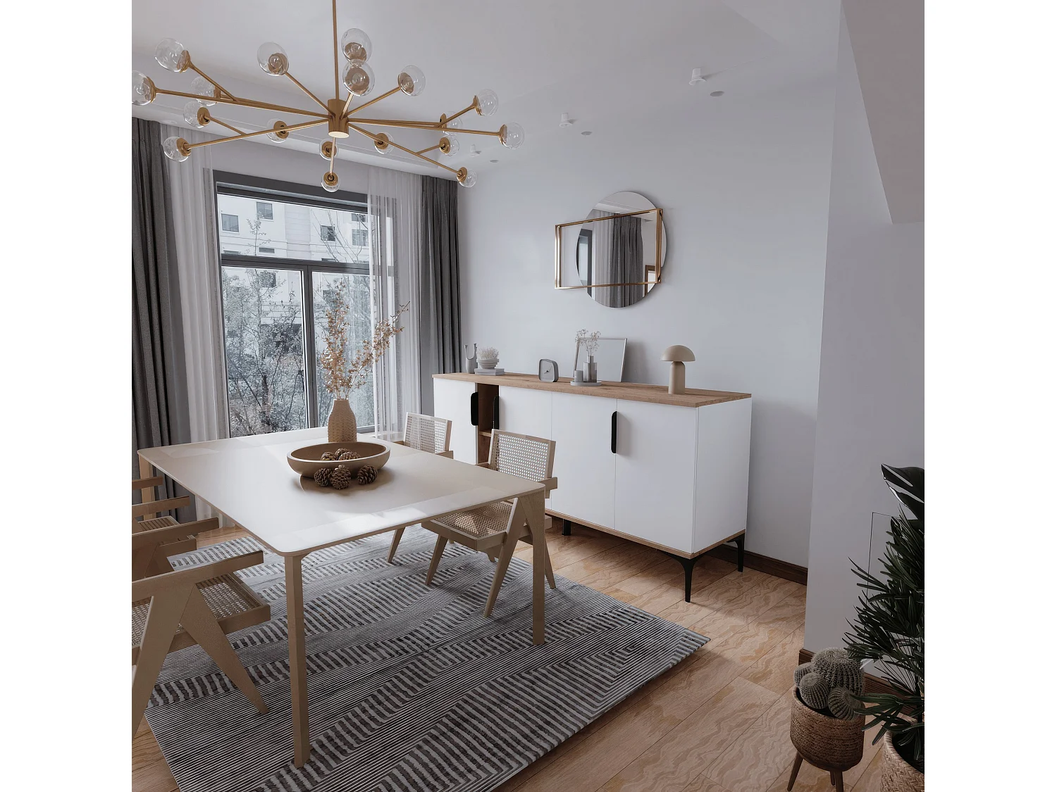 Buffet en bois "Tarz" - 180 x 40 x 79 cm - Blanc