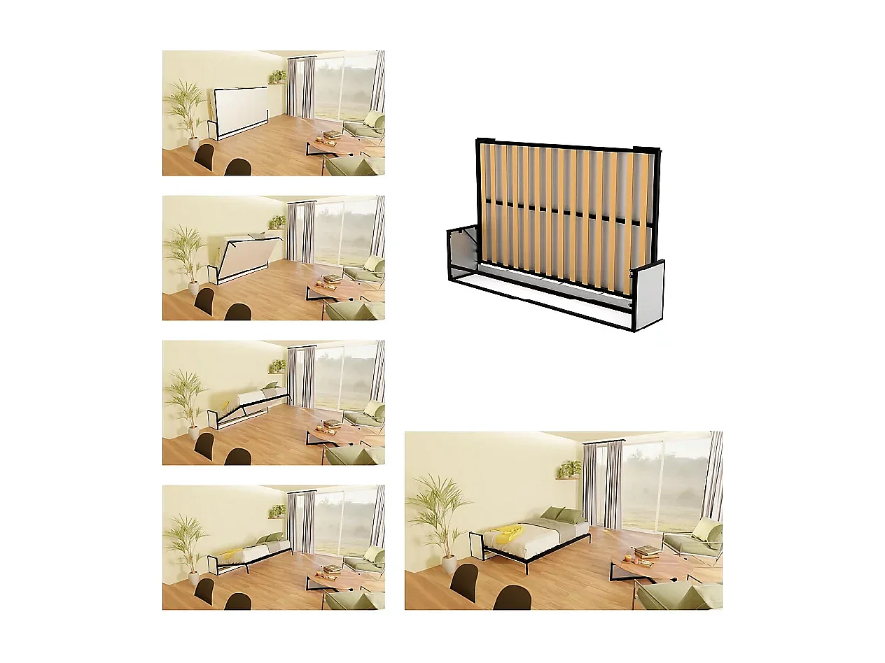 Wallbedking - Lit escamotable - Lit simple - 190x120 cm - Horizontal - Studio