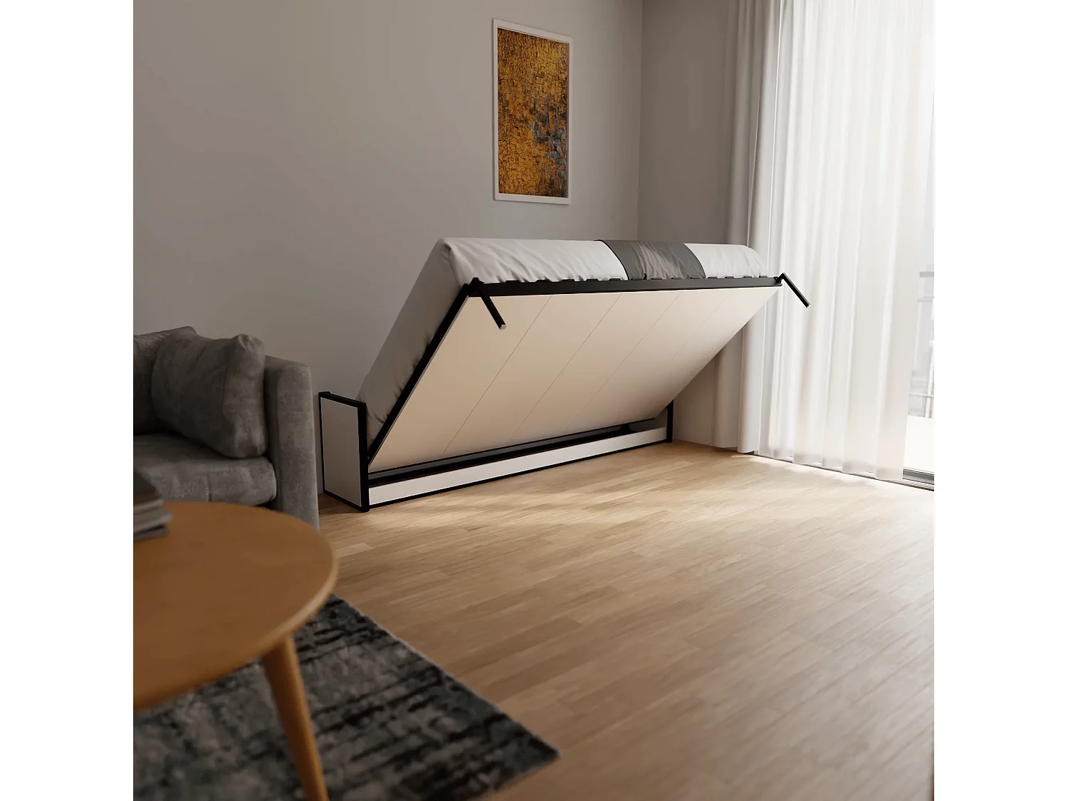 Wallbedking - Lit escamotable - Lit simple - 190x120 cm - Horizontal - Studio