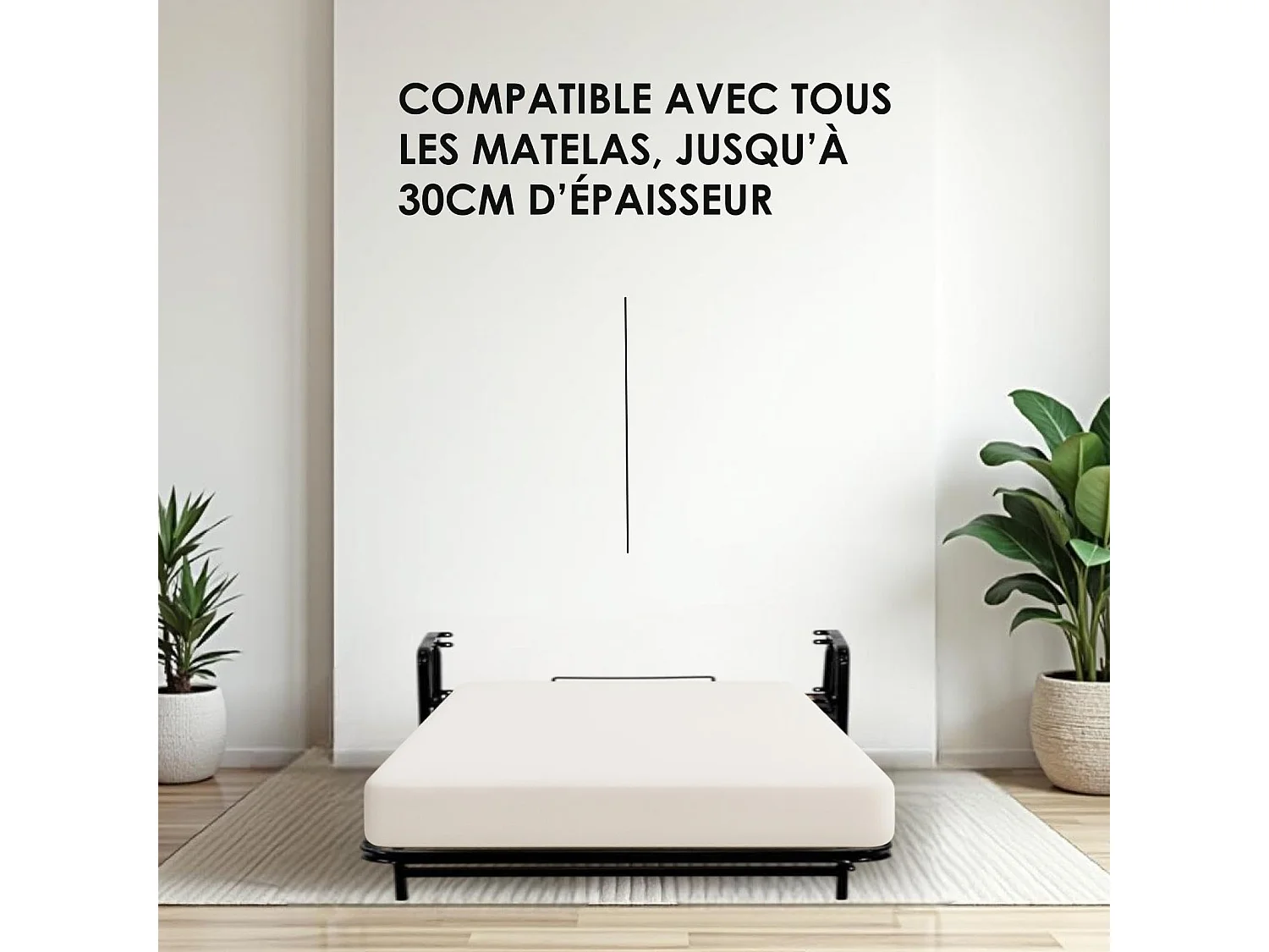 Wallbedking - Lit escamotable - Lit simple - 90x200 cm - Vertical - Classic
