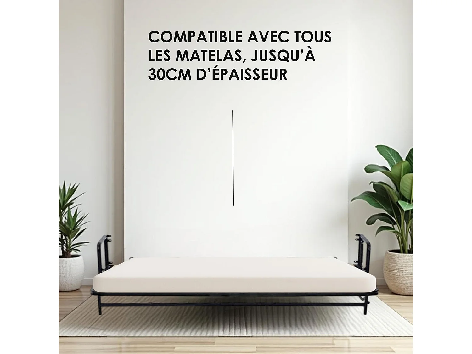 Wallbedking - Lit escamotable - Lit simple - 190x76 cm - Horizontal - Classic