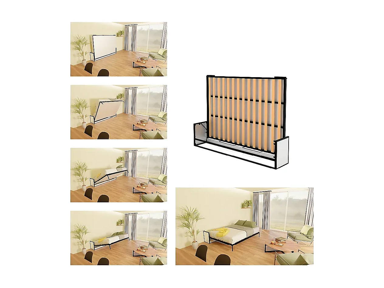 Wallbedking - Lit escamotable - Lit double - 200x140 cm - Horizontal - Studio