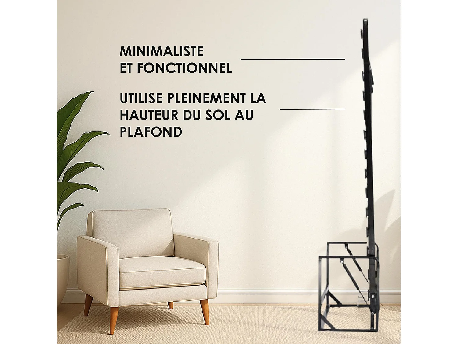 Wallbedking - Lit escamotable - Lit simple - 120x190 cm - Vertical - Classic