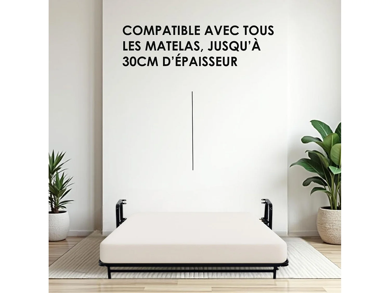 Wallbedking - Lit escamotable - Lit simple - 120x190 cm - Vertical - Classic