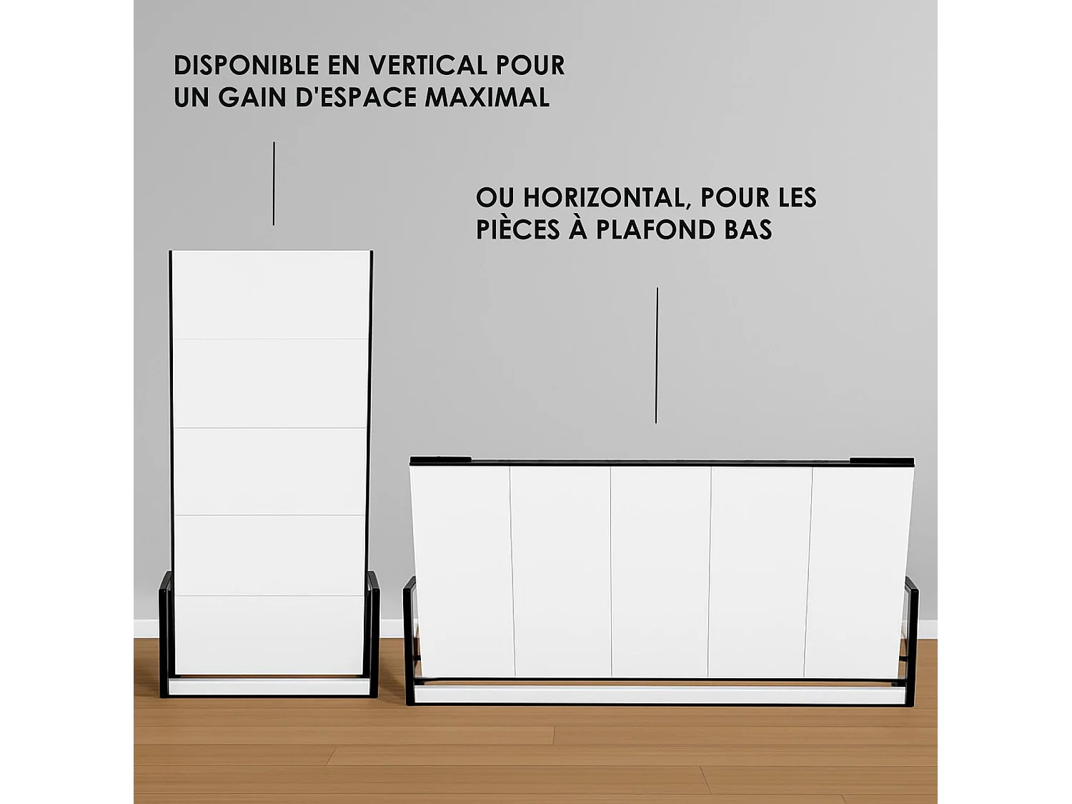 Wallbedking - Lit escamotable - Lit simple - 190x90 cm - Horizontal - Studio