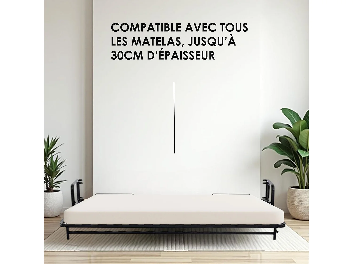 Wallbedking - Lit escamotable - Lit simple - 200x120 cm - Horizontal - Classic