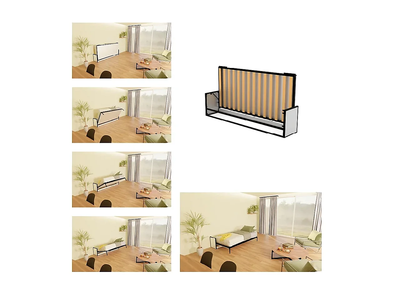 Wallbedking - Lit escamotable - Lit simple - 200x90 cm - Horizontal - Studio