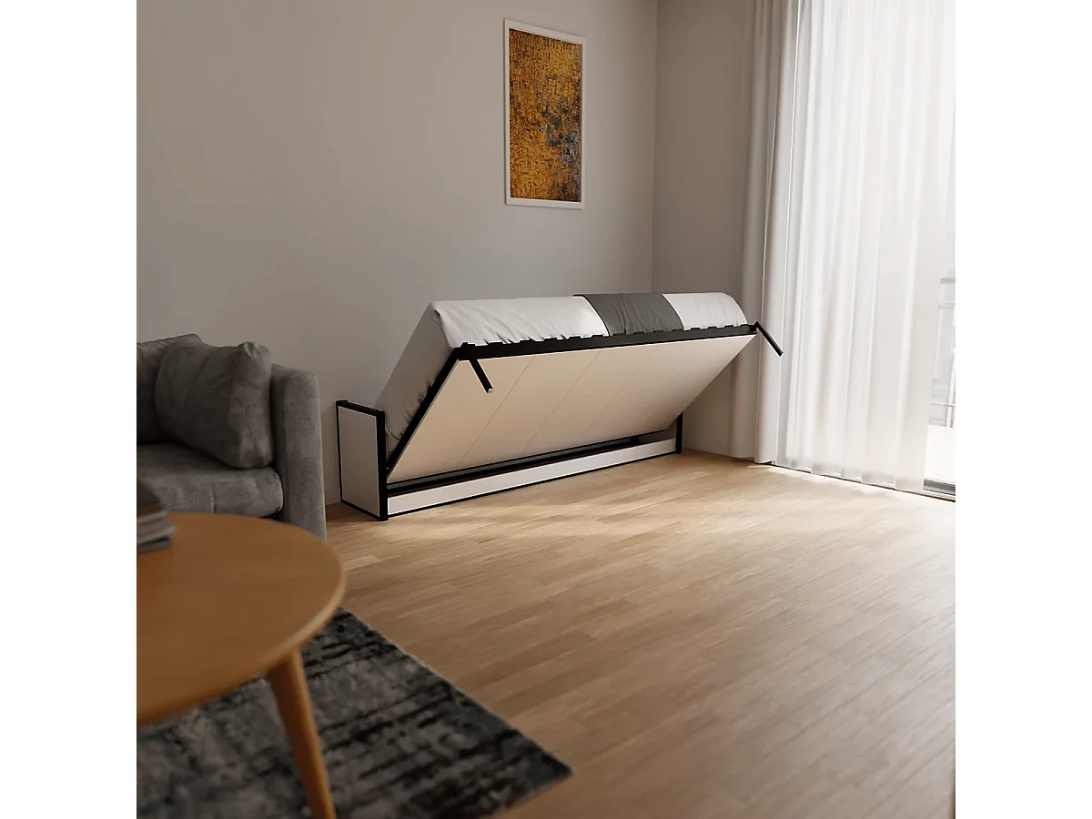 Wallbedking - Lit escamotable - Lit simple - 200x90 cm - Horizontal - Studio