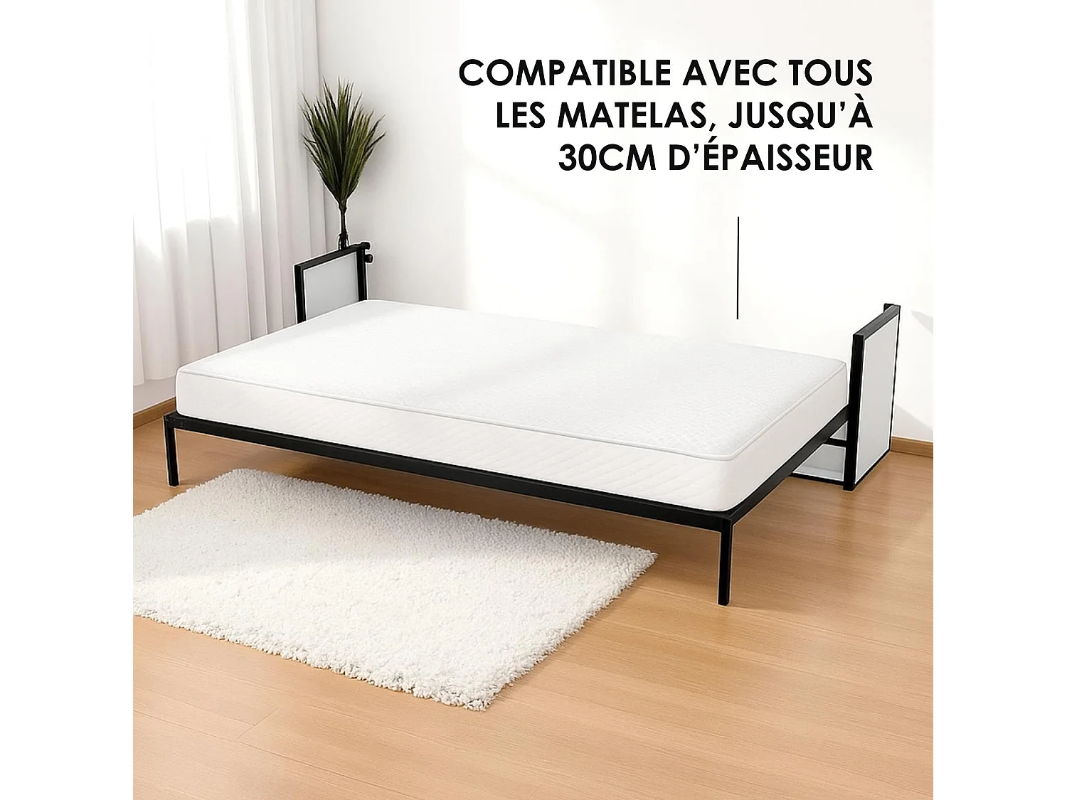 Wallbedking - Lit escamotable - Lit simple - 200x90 cm - Horizontal - Studio