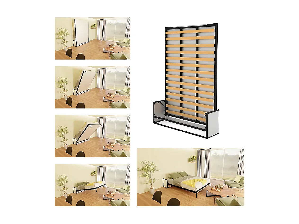 Wallbedking - Lit escamotable - Lit double - 150x200 cm - Horizontal - Studio