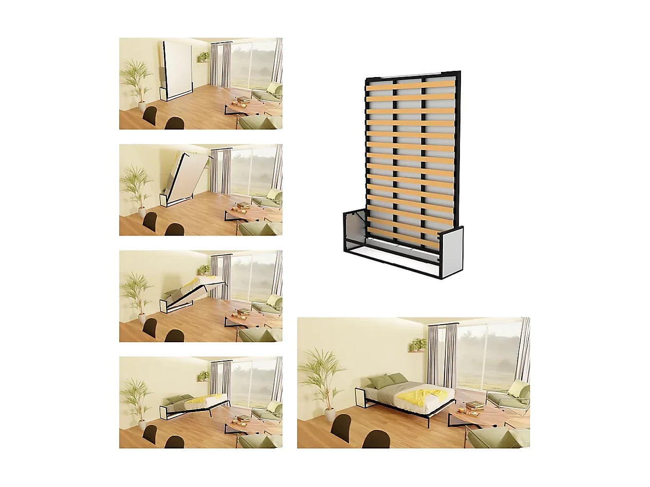 Wallbedking - Lit escamotable - Lit double - 140x200 cm - Vertical - Studio