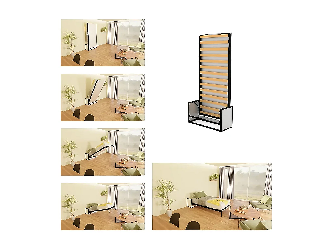 Wallbedking - Lit escamotable - Lit simple - 90x200 cm - Vertical - Studio