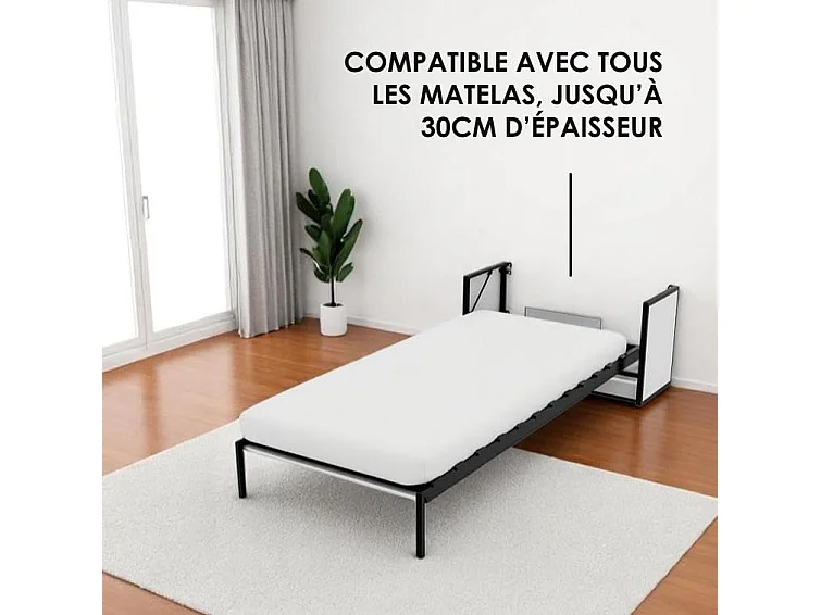 Wallbedking - Lit escamotable - Lit simple - 90x190 cm - Vertical - Studio