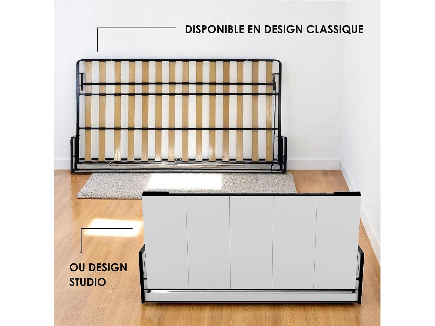 Wallbedking - Lit escamotable - Lit simple - 200x90 cm - Horizontal - Classic