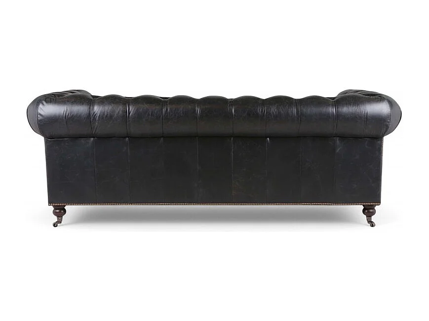 Divano Chesterfield in pelle pieno fiore nera vintage – Collezione The First