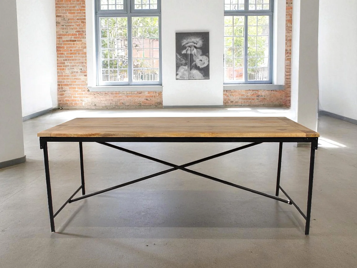 Industrieller Esstisch aus Massivholz und Metall 200 cm – Modell Detroit