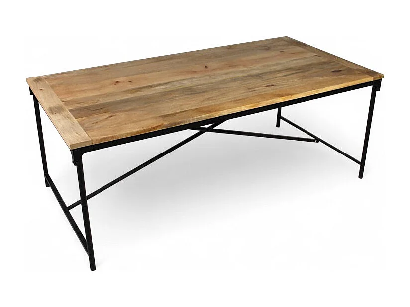 Industrieller Esstisch aus Massivholz und Metall 200 cm – Modell Detroit