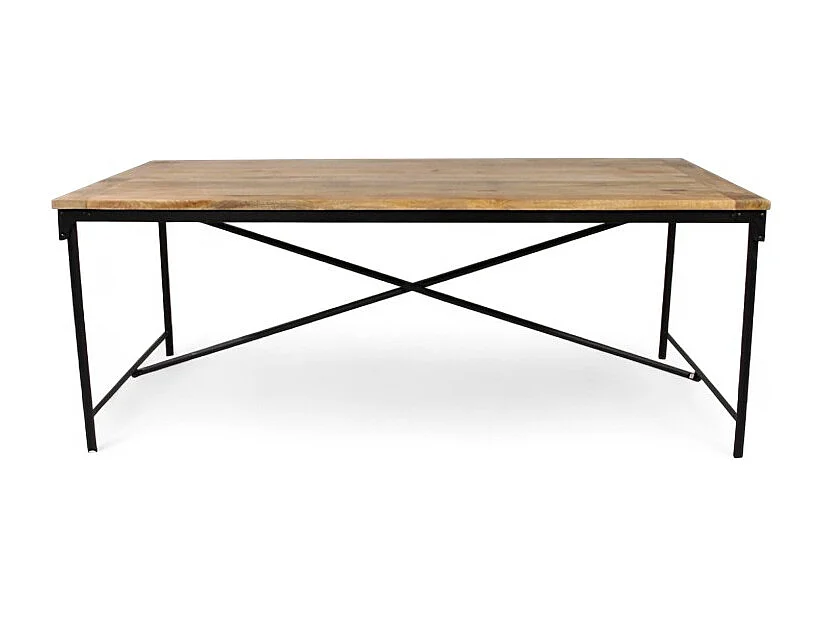 Industrieller Esstisch aus Massivholz und Metall 200 cm – Modell Detroit