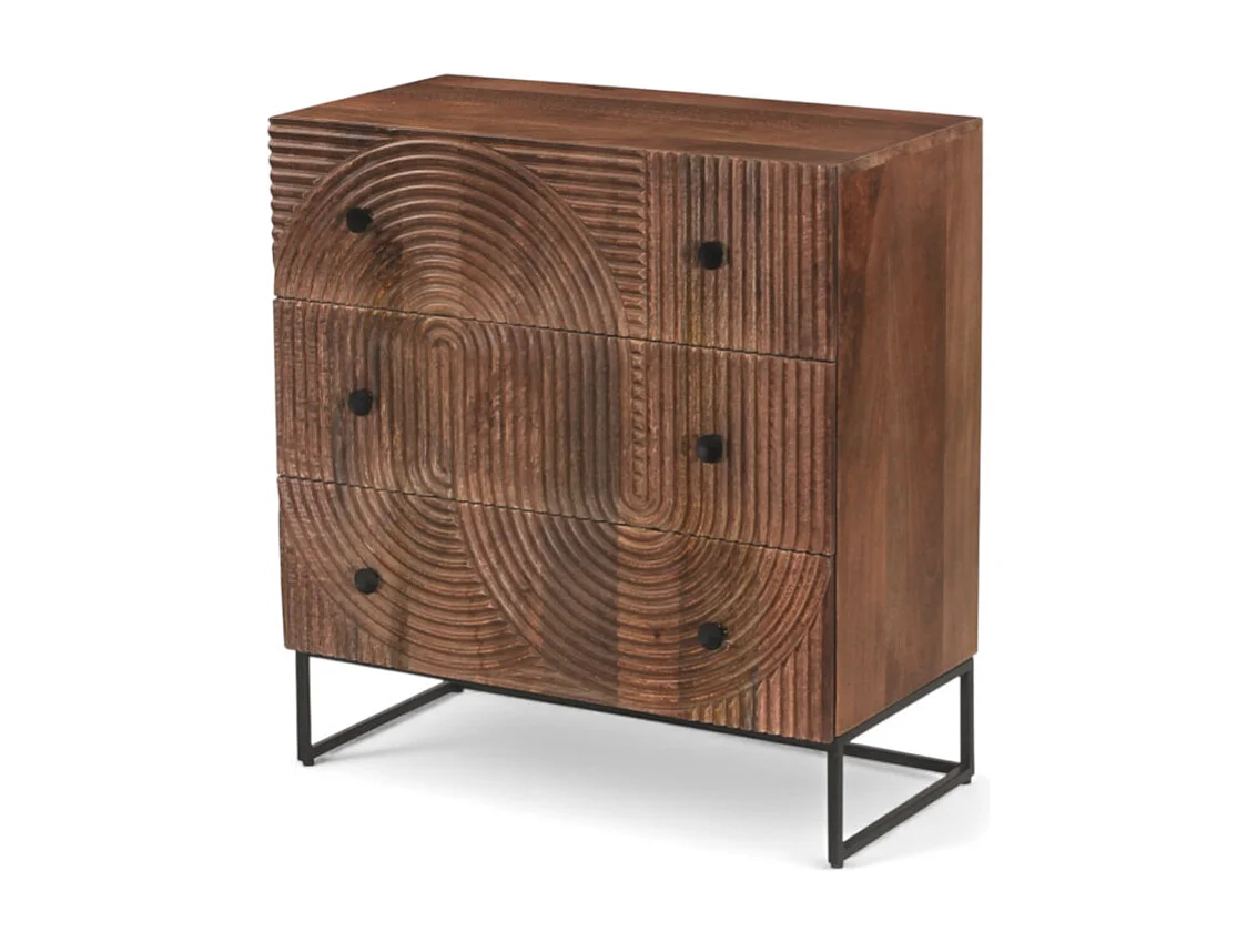 Commode sculptée en bois massif de manguier – Collection Kiran