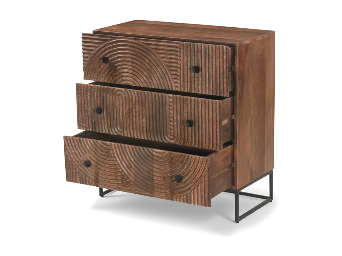 Commode sculptée en bois massif de manguier – Collection Kiran