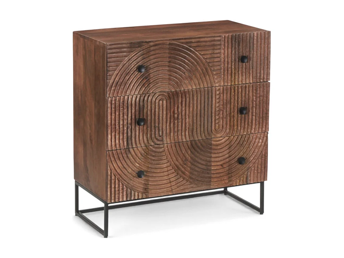 Commode sculptée en bois massif de manguier – Collection Kiran