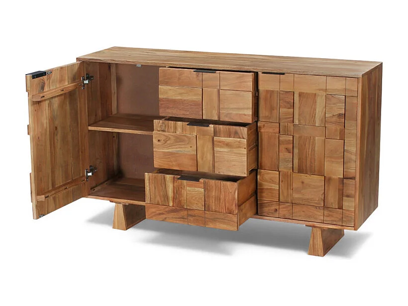 Commode graphique en bois massif – Modèle Sanjay