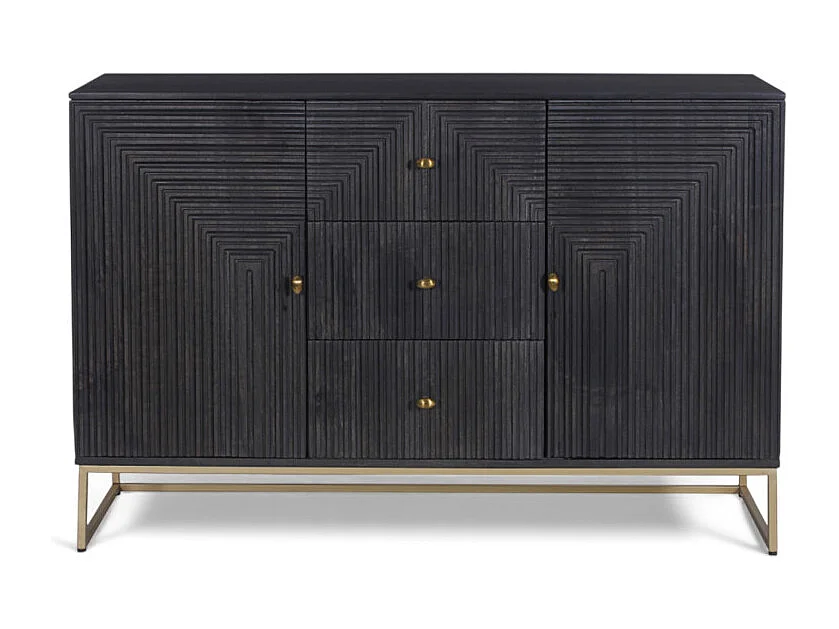 Cassettiera nera in legno massello di mango – Collezione Vikram