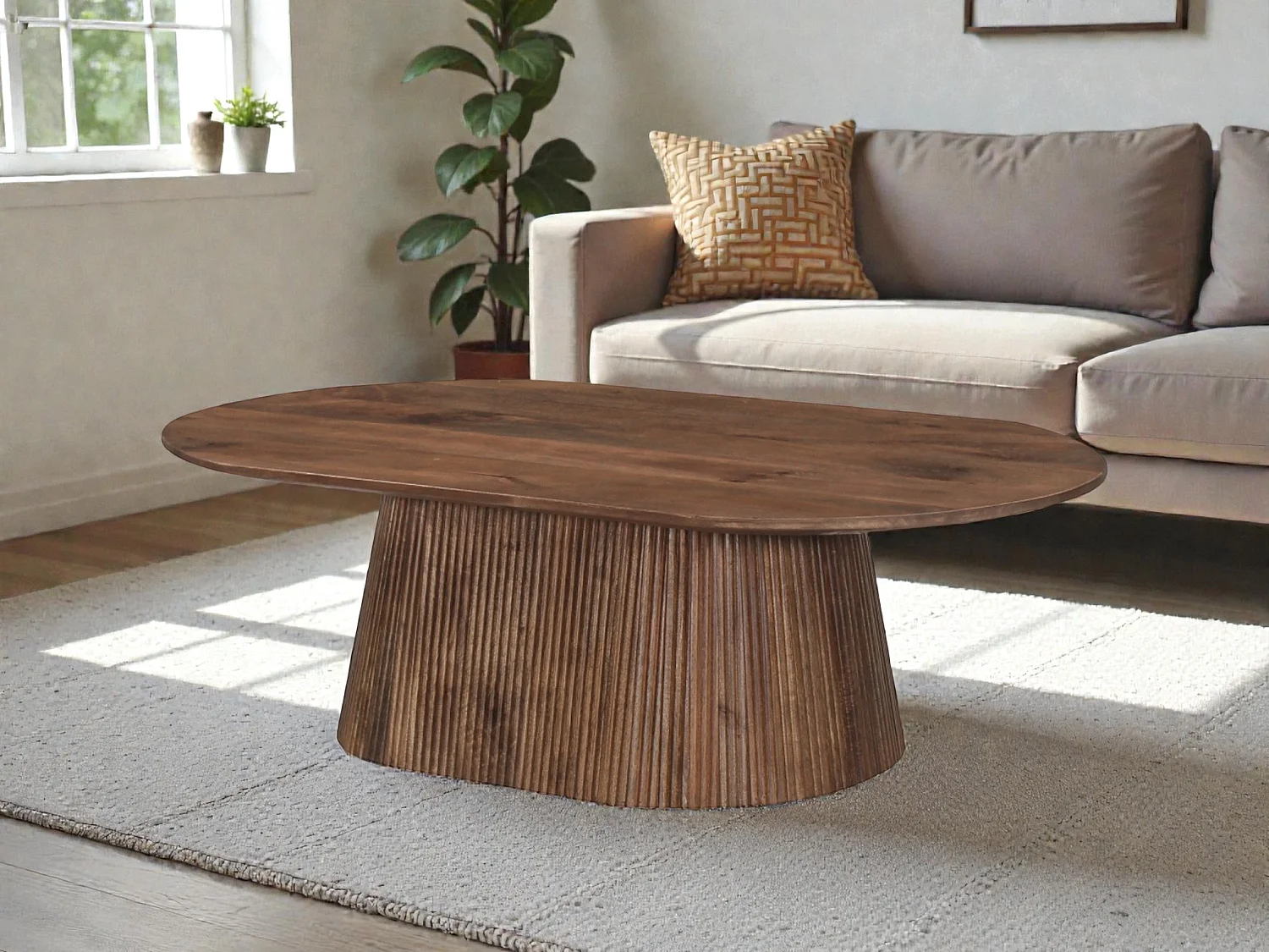 Tavolino da salotto rotondo in legno massello di mango – Collezione Aarush