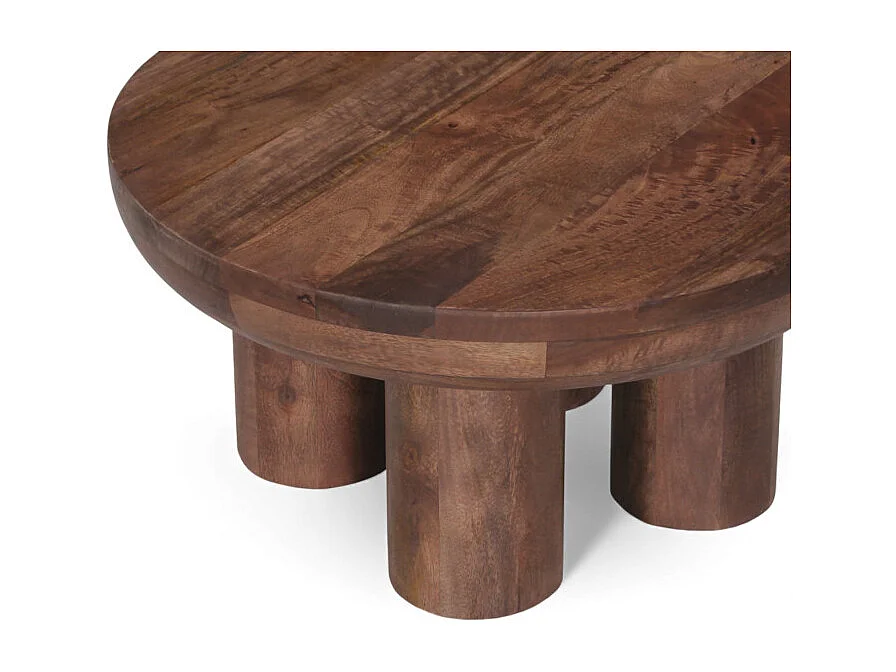 Table basse sculptée en bois massif de manguier – Collection Ravi