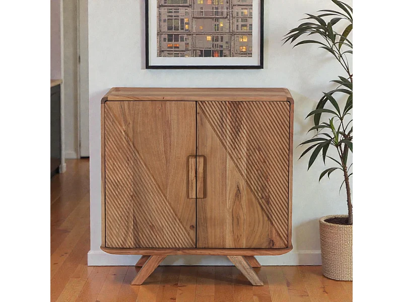 Abgerundete Kommode aus massivem Akazienholz – Kollektion Nikhil