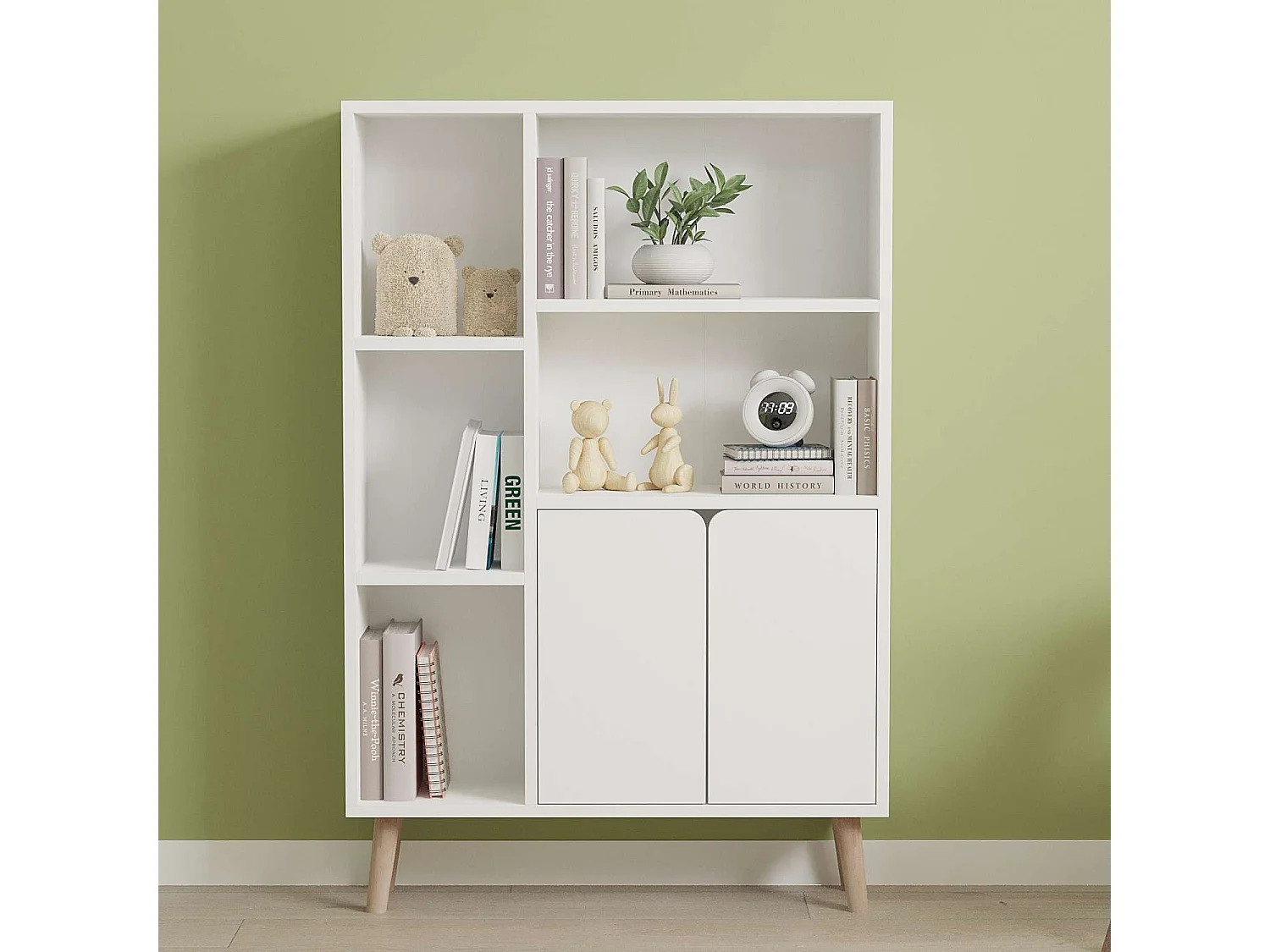 Bibliothèque en bois "Lumo" - 80 x 24 x 120 cm - Blanc