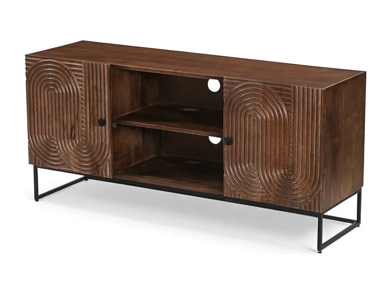 Mobile TV in legno massello di mango scolpito – Collezione Kiran