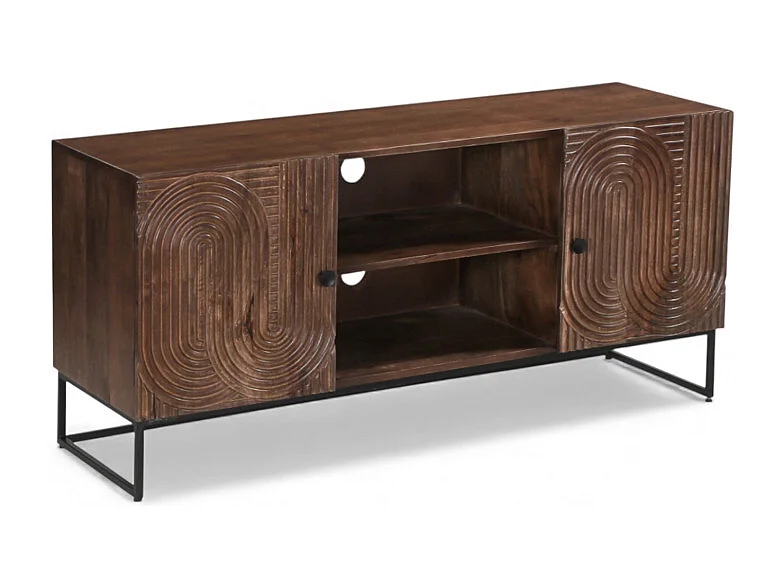 Mobile TV in legno massello di mango scolpito – Collezione Kiran