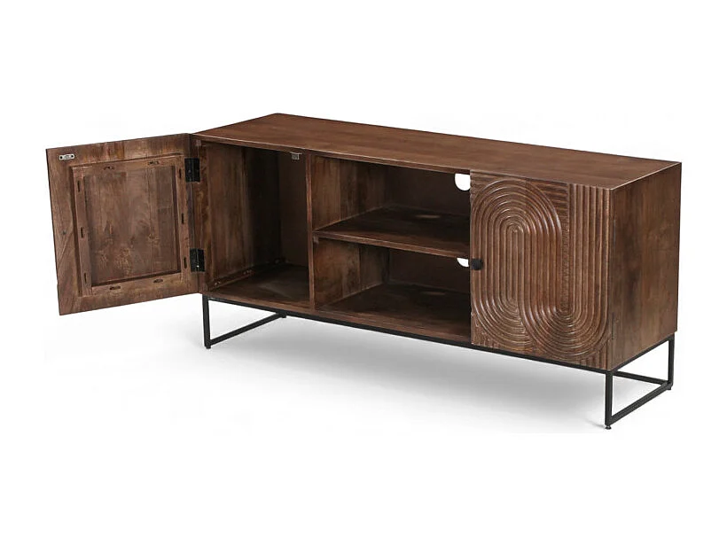 Mobile TV in legno massello di mango scolpito – Collezione Kiran