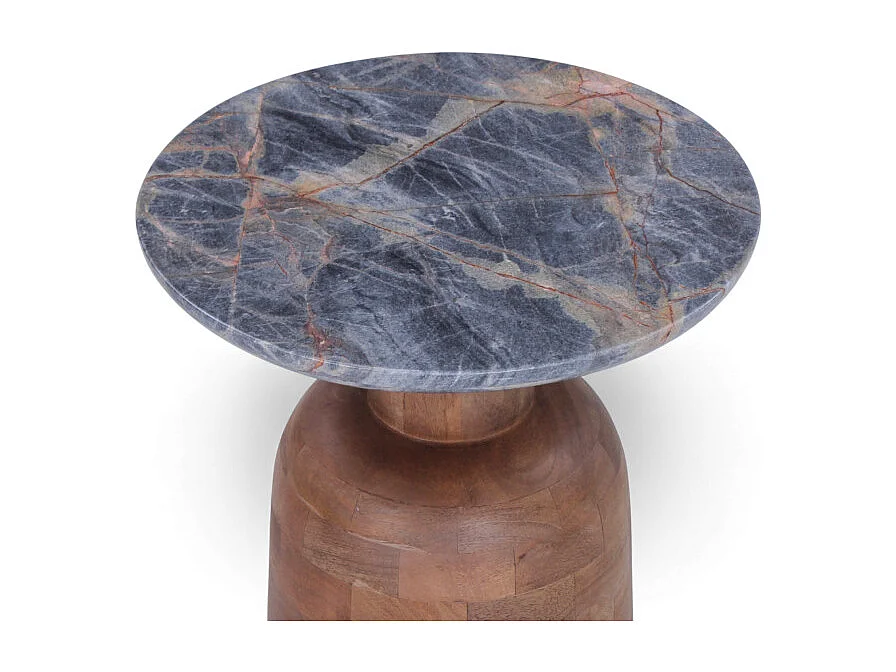 Beistelltisch aus Massivholz und Marmor – Kollektion Kabir