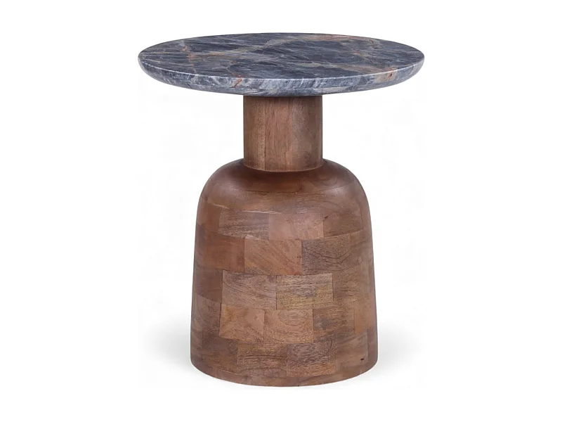 Beistelltisch aus Massivholz und Marmor – Kollektion Kabir