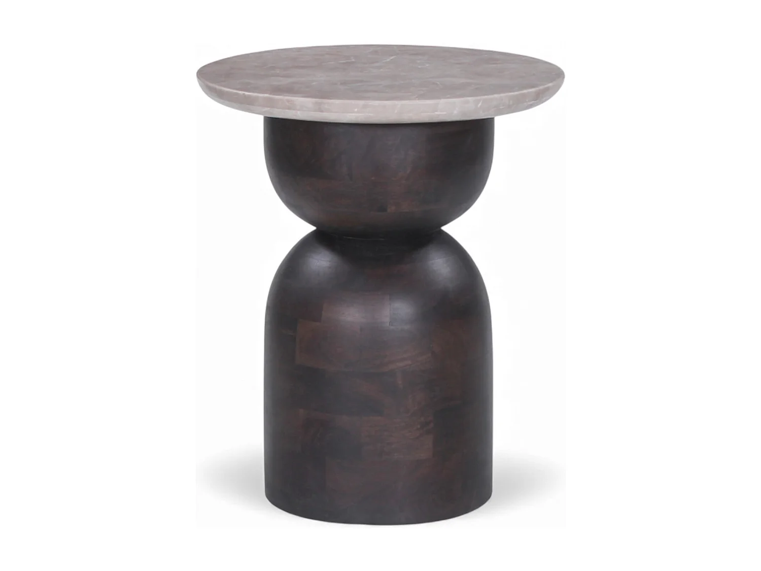 Tavolino d’appoggio in legno di mango e marmo Lady Grey – Collezione Aanya