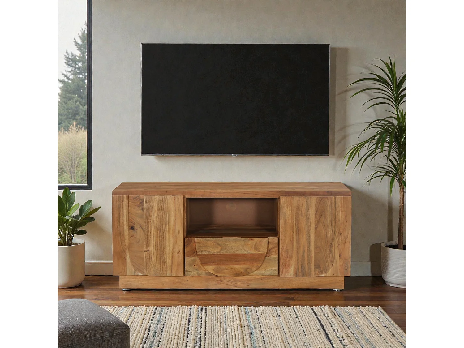 Meuble TV en bois massif d’acacia – Collection Anand