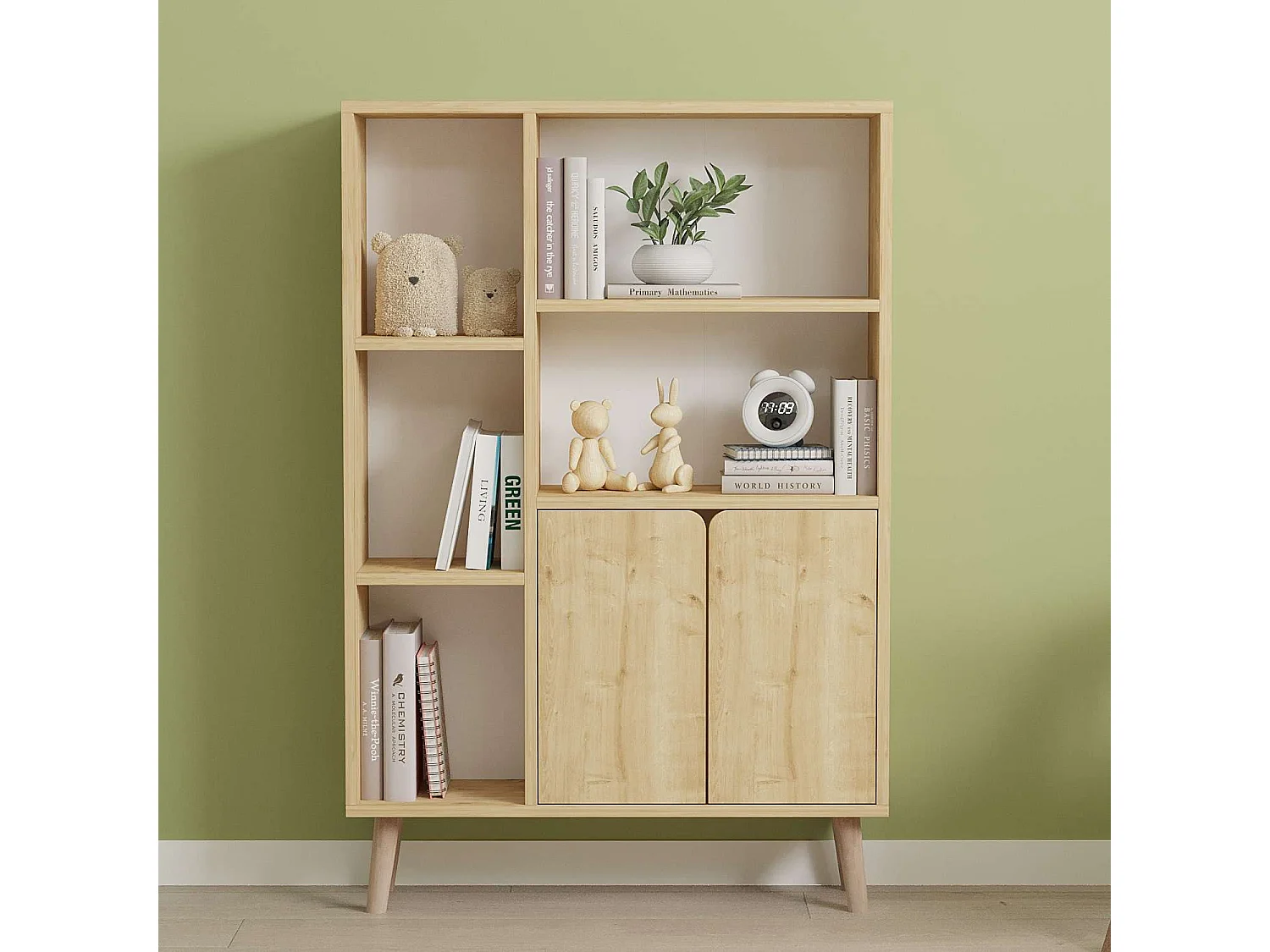 Bibliothèque en bois "Lumo" - 80 x 24 x 120 cm - Beige