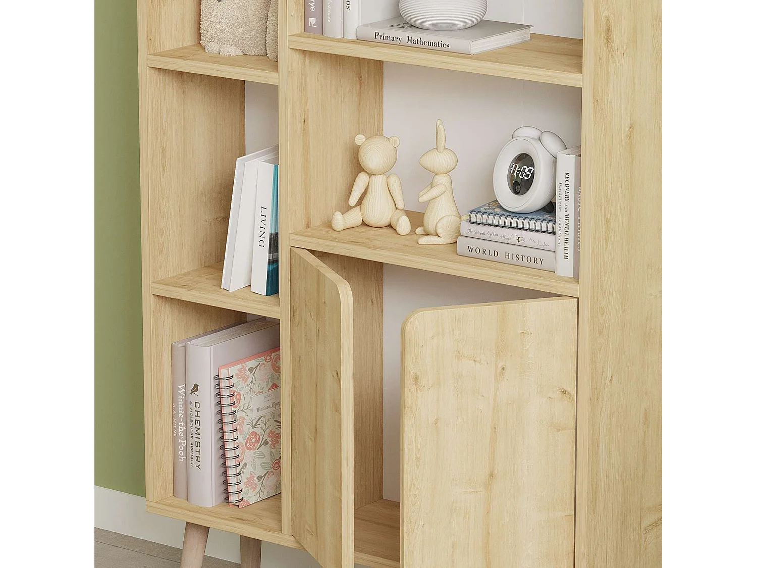 Bibliothèque en bois "Lumo" - 80 x 24 x 120 cm - Beige