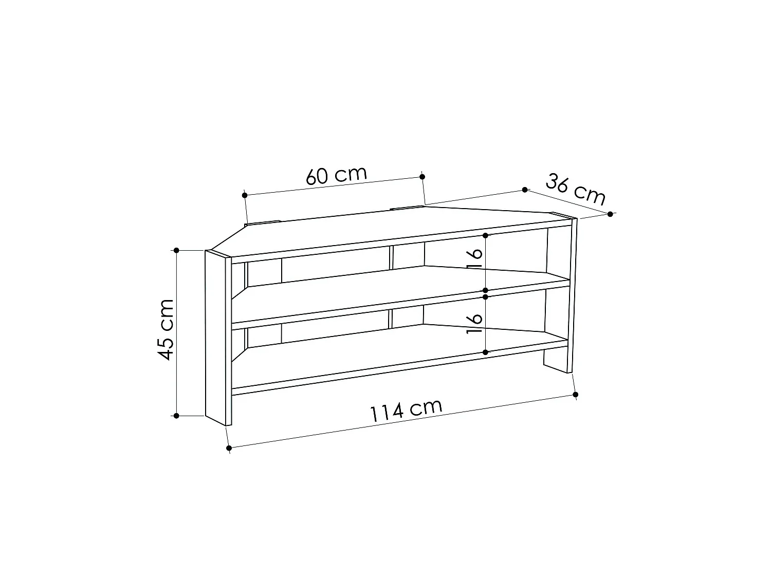 Meuble TV d'angle en bois "Thales" - 114 x 36 x 45 cm - Beige
