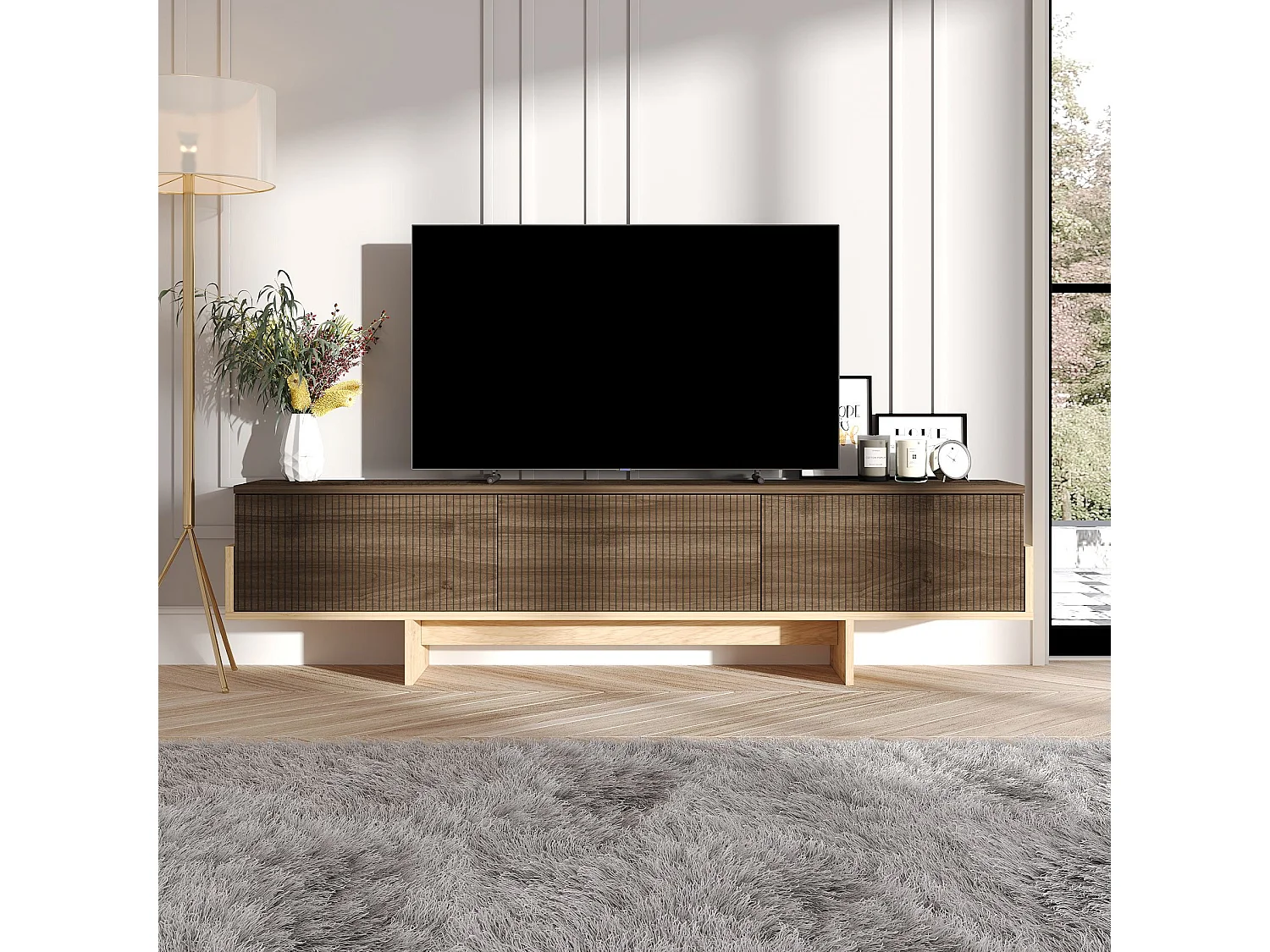 Meuble TV en bois "Hege" - 180 x 30 x 44 cm - Marron