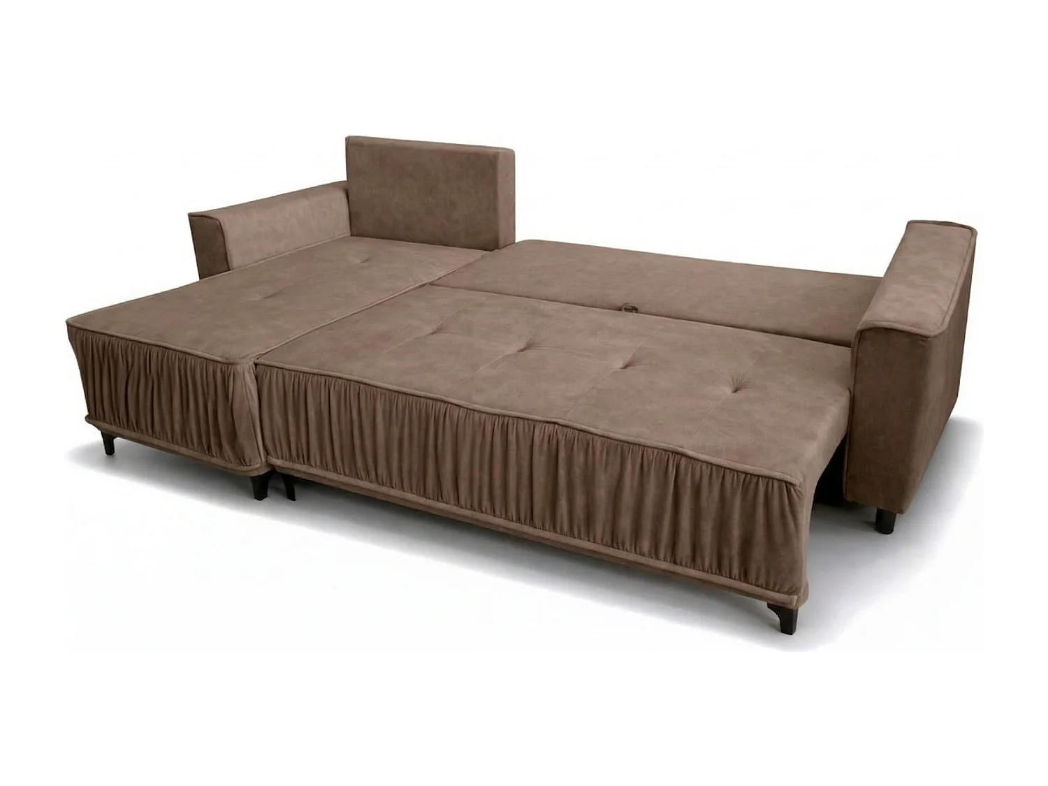 Elegantes Ecksofa links mit Schlaffunktion VIKI 238x143cm, Stoff MONOLITH 15 braun