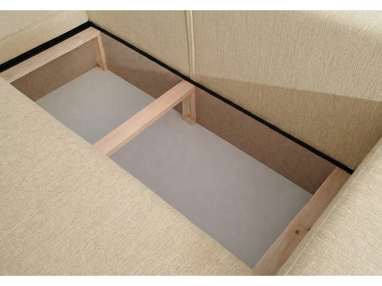 Elegantes Ecksofa rechts mit Schlaffunktion VIKI 238x143 cm, in cremefarbenem Stoff MONOLITH 4