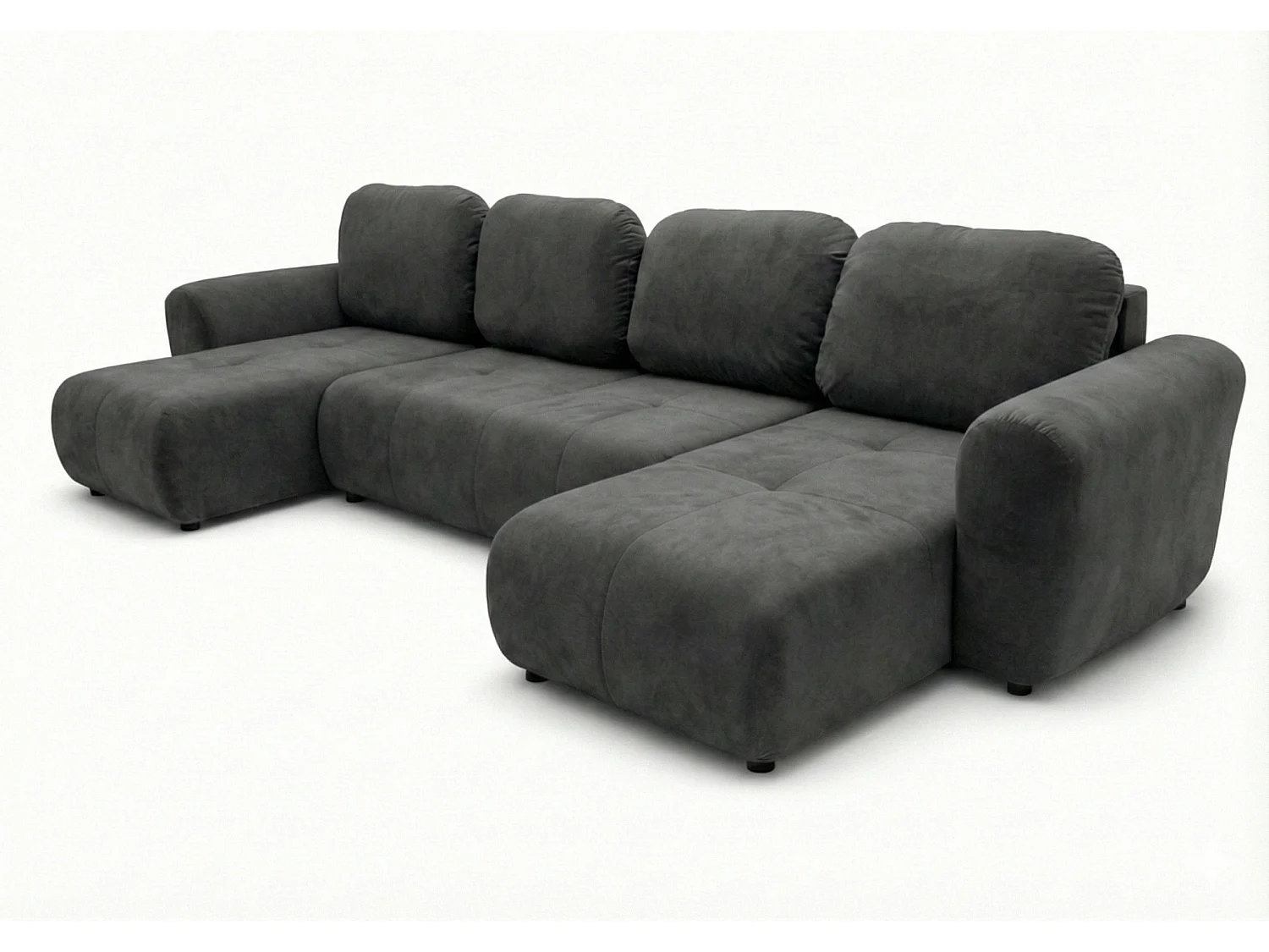 Stilvolles, ausziehbares Ecksofa BINGO U L 315x146 cm, in grauem Stoff KRONOS 34